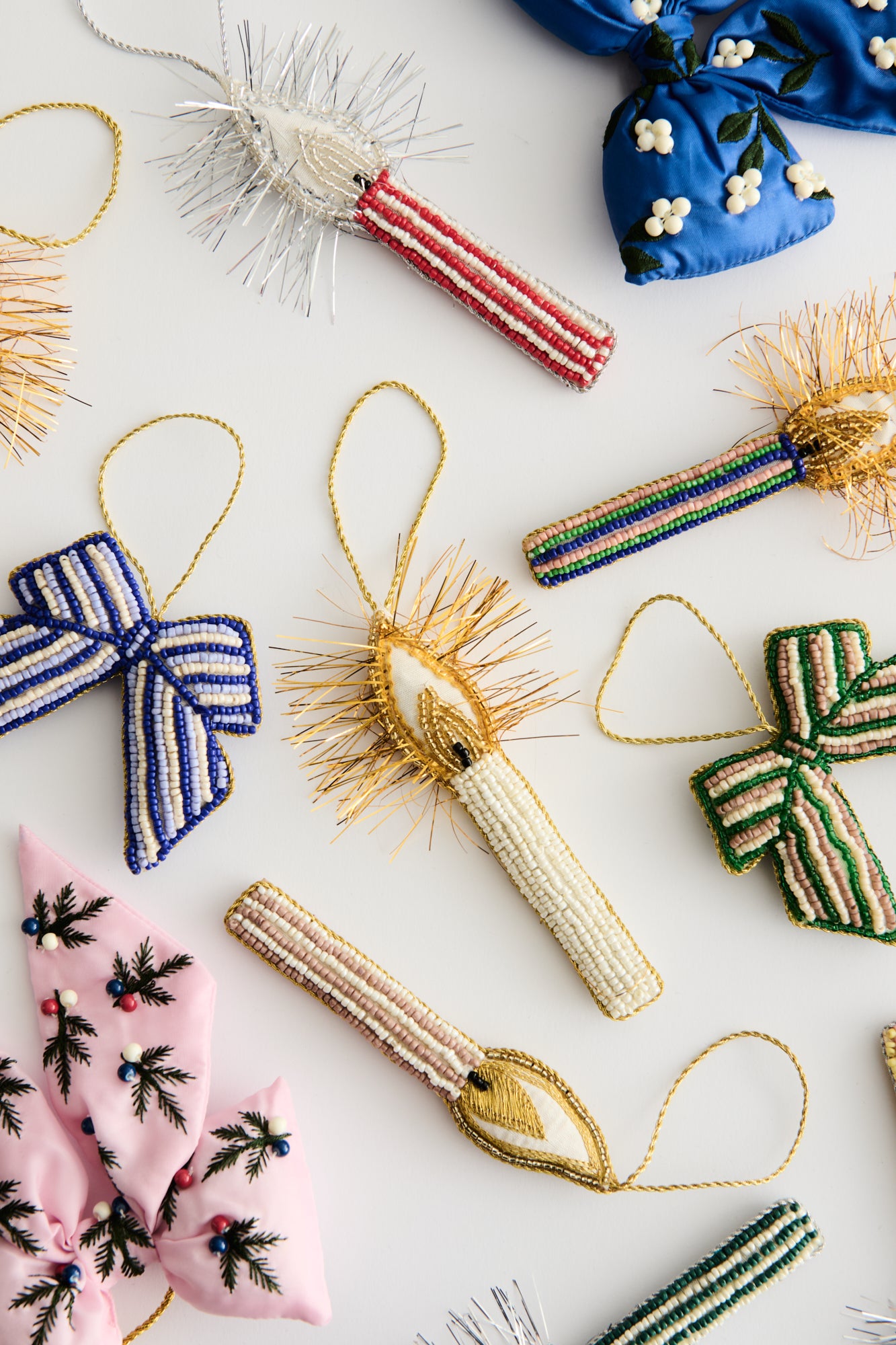 Perlesløjfe juleophæng - grøn